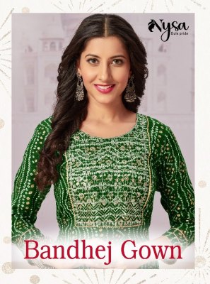 Nysa balaji designer by bandhej gown Semi Capsule bandhej foil print kurti catalog at wholesale price Amavi