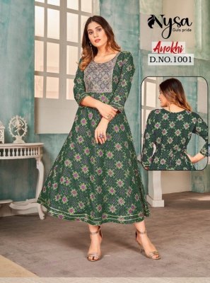 Nysa by Anokhi Anarkali with  Embroidery Neck Gown style kurti catalogue  Amavi