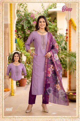 OREO  D.N 1001-1008 Heavy Vartican Silk Contrast Tie Work Kurti Pant Dupatta Set kurti pant with dupatta Catalogs
