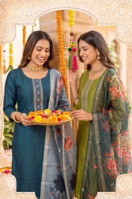 OREO  D.N 1001-1008 Heavy Vartican Silk Contrast Tie Work Kurti Pant Dupatta Set kurti pant with dupatta Catalogs