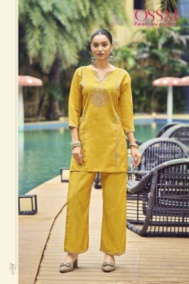 OSSM Celebrations Festive Viscos Roman Silk Heavy Embroidery Work Suit with Pant Pocket Wholesale co ord set catalogs
