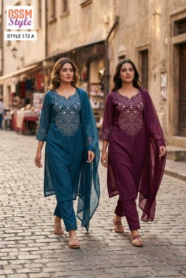 OSSM Combo Set Rayon Discharge Print Kurti Pant Collection 