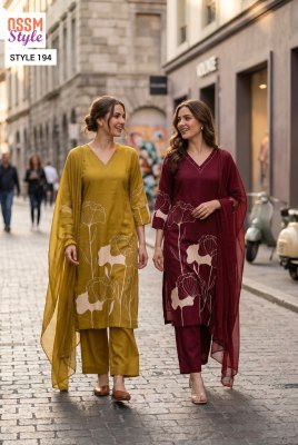 OSSM Combo Set Rayon Discharge Print Kurti Pant Collection kurtis catalogs