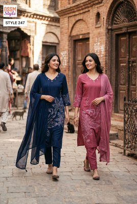 OSSM Combo Set Rayon Discharge Print Kurti Pant Collection kurtis catalogs
