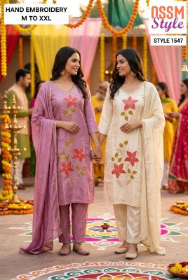 OSSM Fancy 3PC Collection Style 1546-1548 Viscose Embroidery Suit Set 