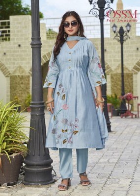 OSSM Festive Stories Vol 05 Roman Silk Heavy Embroidery with Flair, Premium Viscose Roman Silk, Kurti with Inner, Chanderi Jacquard Dupatta Wholesale kurtis catalogs