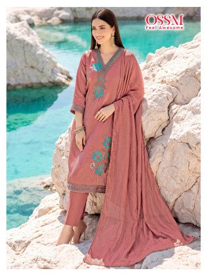 OSSM GULNAAZ Festive 3-Piece Viscose Roman Glass Embroidery Suit with Dupatta kurti pant with dupatta Catalogs