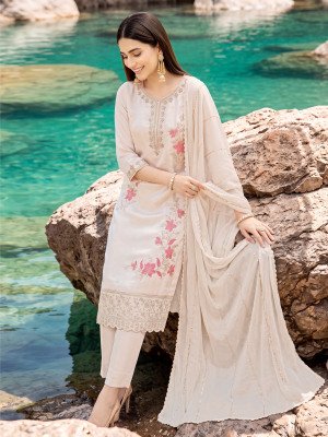 OSSM GULNAAZ Festive 3-Piece Viscose Roman Glass Embroidery Suit with Dupatta kurti pant with dupatta Catalogs