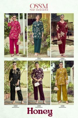 OSSM Honey Ethnic Festival Co Ord Set Vetican Print Top And Viscose Vetican Silk Bottom Wholesale  co ord set catalogs