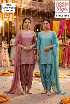 OSSM Kurti Farsi Salwar Combo Set Viscose Roman Glass 