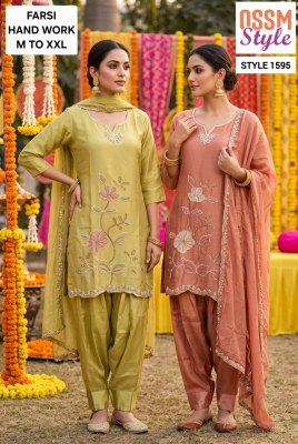 OSSM Kurti Farsi Salwar Combo Set Viscose Roman Glass Size wise Combo Set