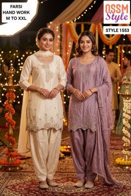 OSSM Kurti Farsi Salwar Combo Set Viscose Roman Glass Size wise Combo Set