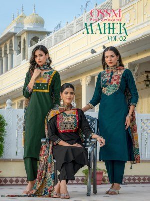 OSSM Mahek Premium Cotton Dhabu Kurti Pant Dupatta Set wholesale catalogs