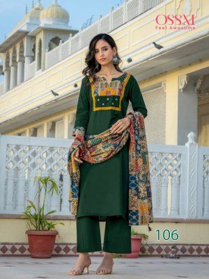 OSSM Mahek Premium Cotton Dhabu Kurti Pant Dupatta Set kurti pant with dupatta Catalogs