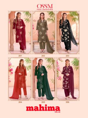 OSSM Mahima Vol-02 Rayon Embroidered Kurti Pant Set kurtis catalogs