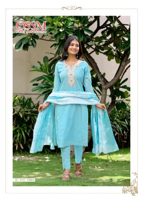 OSSM Mantra Vol 2 Pure Cotton Kurti Pant And Dupatta Heavy Cotton Embroidery and with pocket  Wholesale  kurtis catalogs