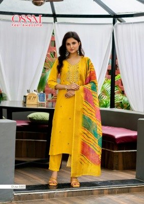 OSSM Mayree Festival Collection  Heavy Embroidered Pure Viscos Roman Silk Top with Pocket  Viscos Roman Silk Bottom And Digital Jacquard Print Dupatta kurtis catalogs