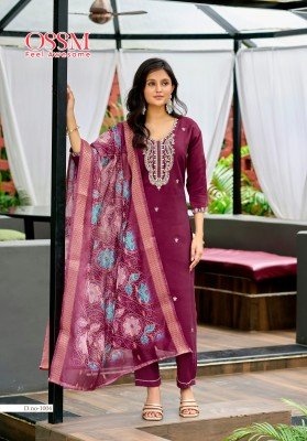 OSSM Mayree Festival Collection  Heavy Embroidered Pure Viscos Roman Silk Top with Pocket  Viscos Roman Silk Bottom And Digital Jacquard Print Dupatta kurtis catalogs
