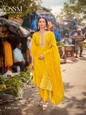 OSSM Meera Pure Viscos Russian Dola Silk Embroidered Suit Bottom Set with Chanderi Jacquard Dupatta Wholesale kurtis catalogs