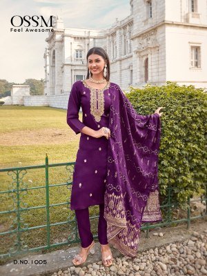 OSSM Meera Pure Viscos Russian Dola Silk Embroidered Suit Bottom Set with Chanderi Jacquard Dupatta Wholesale kurtis catalogs