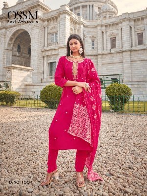 OSSM Meera Pure Viscos Russian Dola Silk Embroidered Suit Bottom Set with Chanderi Jacquard Dupatta Wholesale kurtis catalogs