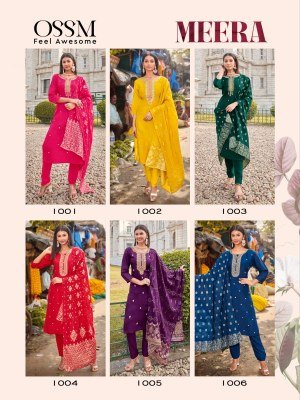 OSSM Meera Pure Viscos Russian Dola Silk Embroidered Suit Bottom Set with Chanderi Jacquard Dupatta Wholesale kurtis catalogs