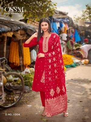 OSSM Meera Pure Viscos Russian Dola Silk Embroidered Suit Bottom Set with Chanderi Jacquard Dupatta Wholesale kurtis catalogs
