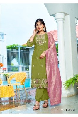 OSSM Mehak Premium Embroidered Roman Simmer Top And Bottom with Pocket Jacquard Simmer Dupatta Wholesale kurtis catalogs