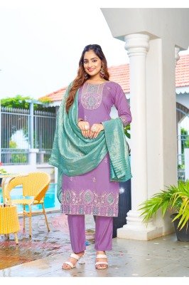 OSSM Mehak Premium Embroidered Roman Simmer Top And Bottom with Pocket Jacquard Simmer Dupatta Wholesale kurtis catalogs