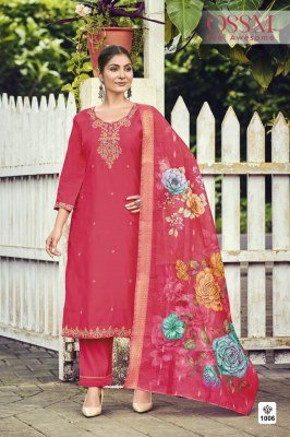 OSSM Meher Festive Collection Heavy Embroidered Pure Viscose Roman Silk Suit with Pant Pocket And Digital Chanderi Jacquard Dupatta Wholesale  kurtis catalogs