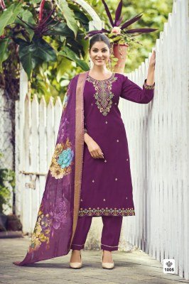 OSSM Meher Festive Collection Heavy Embroidered Pure Viscose Roman Silk Suit with Pant Pocket And Digital Chanderi Jacquard Dupatta Wholesale  kurtis catalogs