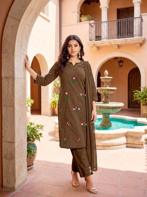 OSSM Millie Premium Cotton Salli Embroidered Kurti Pant with Cotton Mal Dupatta Set kurti pant with dupatta Catalogs