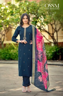 OSSM Mohey Vol 02 Festive Collection Viscos Roman Silk Sleeve Kurti with Heavy Embroidery And Pant Pocket, Jacquard Digital Print Dupatta Wholesale kurtis catalogs