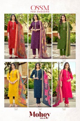 OSSM Mohey Vol 02 Festive Collection Viscos Roman Silk Sleeve Kurti with Heavy Embroidery And Pant Pocket, Jacquard Digital Print Dupatta Wholesale kurtis catalogs