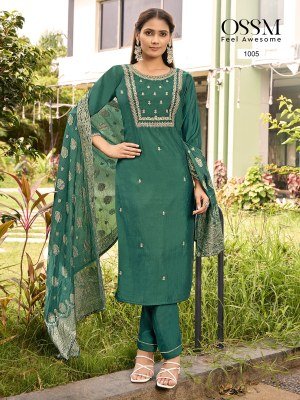 OSSM Monalisa Vol 05 Fancy Fabric  Premium Roman Silk with Heavy Embroidery And Stylish Pocket  Chanderi Jacquard Dupatta Wholesale kurtis catalogs