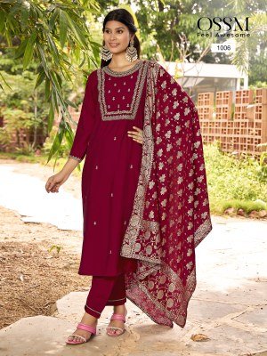 OSSM Monalisa Vol 05 Fancy Fabric  Premium Roman Silk with Heavy Embroidery And Stylish Pocket  Chanderi Jacquard Dupatta Wholesale kurtis catalogs