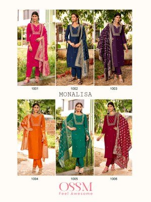 OSSM Monalisa Vol 05 Fancy Fabric  Premium Roman Silk with Heavy Embroidery And Stylish Pocket  Chanderi Jacquard Dupatta Wholesale kurtis catalogs