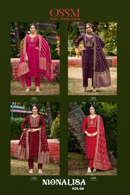 OSSM Monalisa Vol 06 Premium Viscos Roman Silk Suit with Heavy Embroidery And Chanderi Jacquard Dupatta Wholesale kurtis catalogs