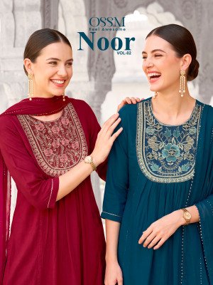 OSSM NOOR Vol-02 Fancy 3-Piece Mal Chanderi Embroidery Suit Set wholesale catalogs