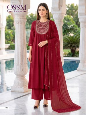 OSSM NOOR Vol-02 Fancy 3-Piece Mal Chanderi Embroidery Suit Set kurti pant with dupatta Catalogs