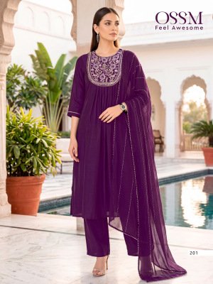 OSSM NOOR Vol-02 Fancy 3-Piece Mal Chanderi Embroidery Suit Set kurti pant with dupatta Catalogs