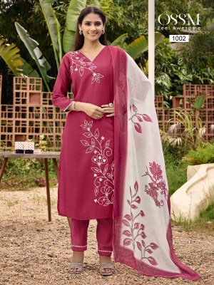 OSSM Noor Embroidered Viscose Vatican Silk Suit And Pant With Pocket Set with Digital Printed Dupatta Wholesale kurtis catalogs