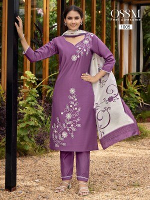 OSSM Noor Embroidered Viscose Vatican Silk Suit And Pant With Pocket Set with Digital Printed Dupatta Wholesale kurtis catalogs