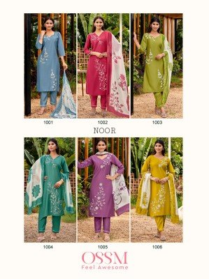 OSSM Noor Embroidered Viscose Vatican Silk Suit And Pant With Pocket Set with Digital Printed Dupatta Wholesale kurtis catalogs