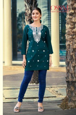 OSSM Nora Vol 07 Heavy Rayon Slub Embroidered Short Tops kurtis catalogs
