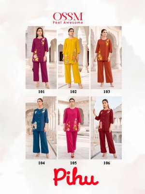 OSSM PIHU Cord Set with Embroidery Work co ord set catalogs