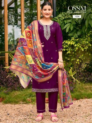 OSSM Pihu Festive Collection Viscose Roman Silk Kurti with Heavy Embroidery And Pant Pocket Jacquard Digital Print Dupatta Wholesale kurtis catalogs