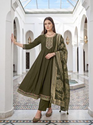 OSSM Resham Vol-03 Anarkali 3-Piece Viscose Roman Silk Set fancy Anarkali suit catalogs