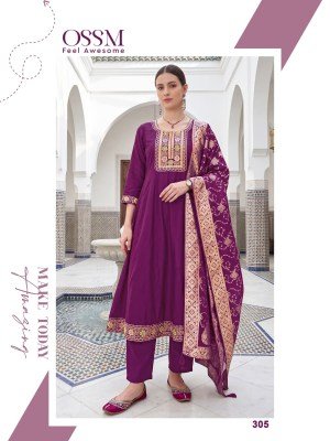OSSM Resham Vol-03 Anarkali 3-Piece Viscose Roman Silk Set fancy Anarkali suit catalogs