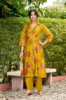 OSSM Rosy Vol 02 A Line Kurti Pant Vatican Discharge Print Top with Viscose Vatican Silk Bottom Wholesale kurtis catalogs